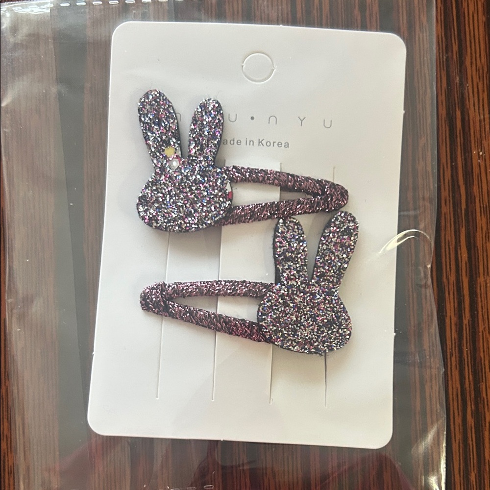 Glittery Bunny Hair Clips for Kids